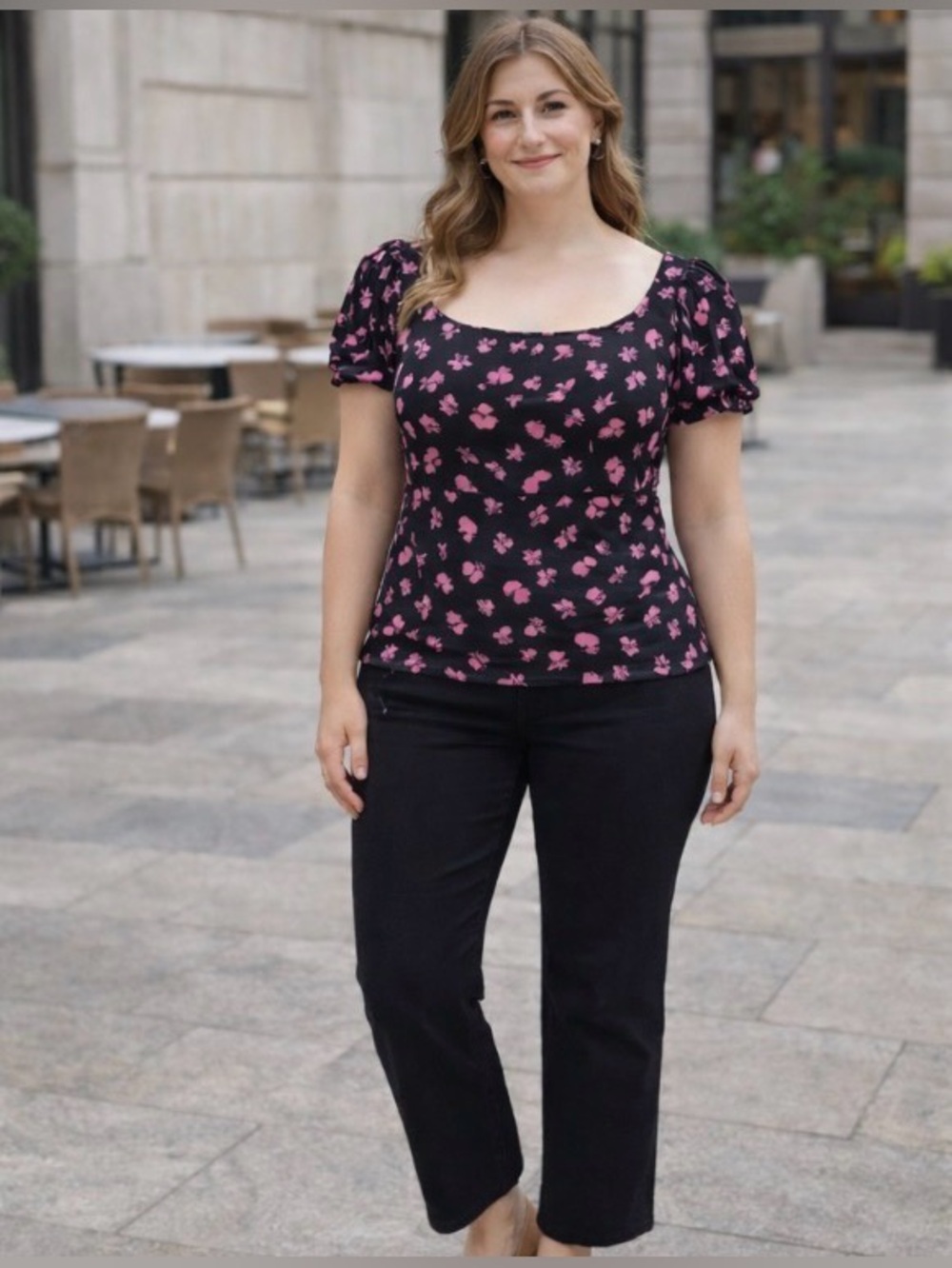 Boden T1006 BLK Floral Top